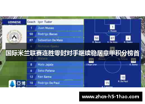 国际米兰联赛连胜零封对手继续稳居意甲积分榜首 国际米兰联赛连胜零封对手继续稳居意甲积分榜首